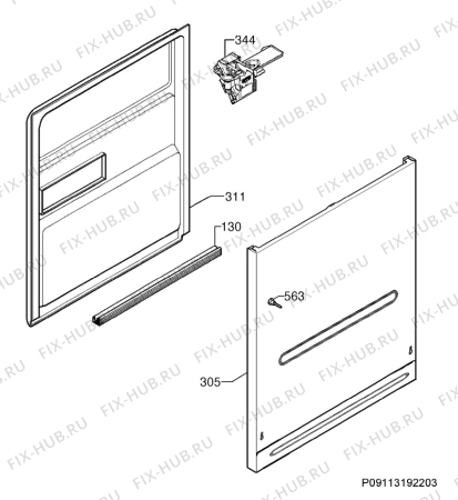 Взрыв-схема посудомоечной машины Ikea LAGAN 00299378 - Схема узла Door 003